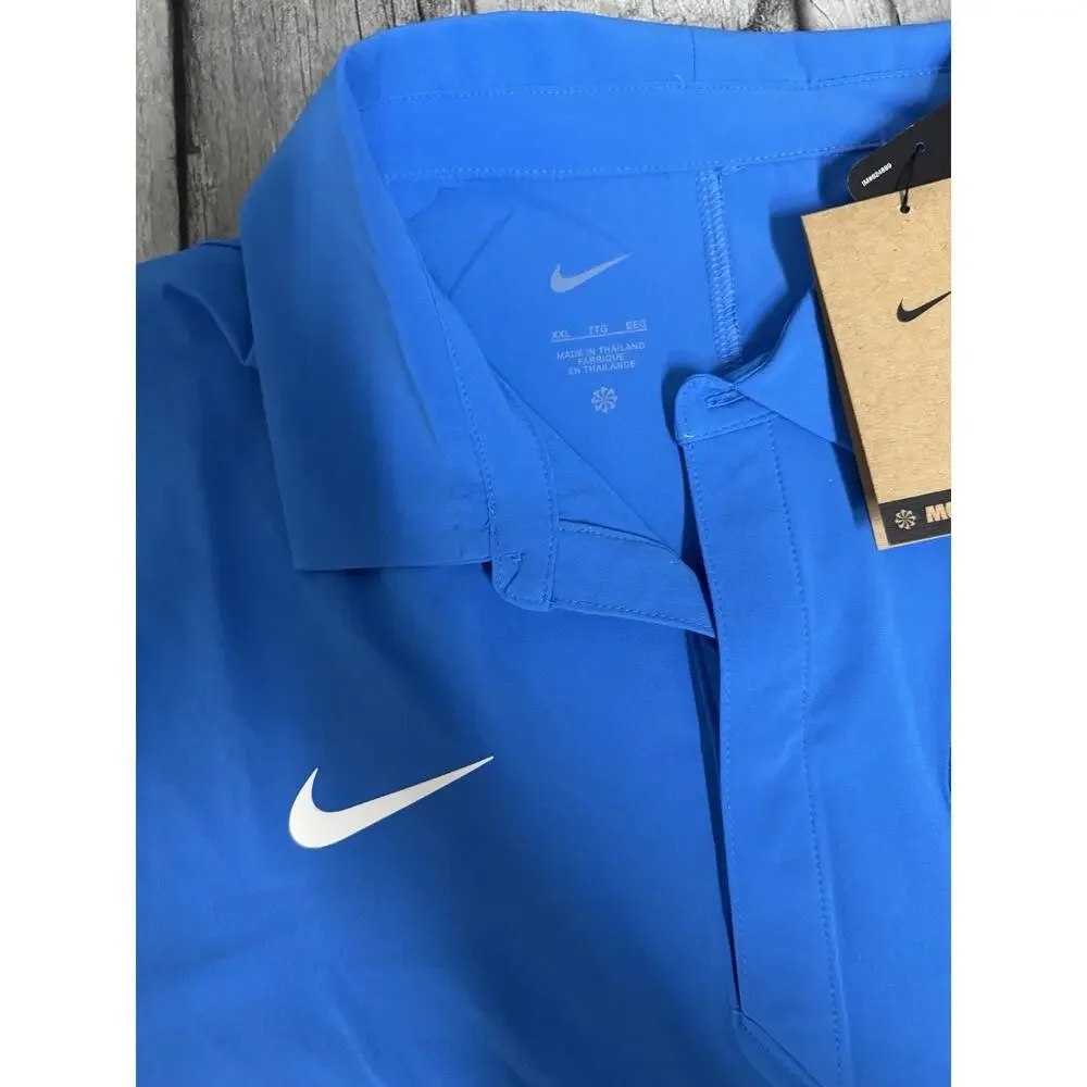 NWT Men's Nike Ole Miss Rebels Woven Polo XXL Lt Blue 2XL On Field SS Windbreake